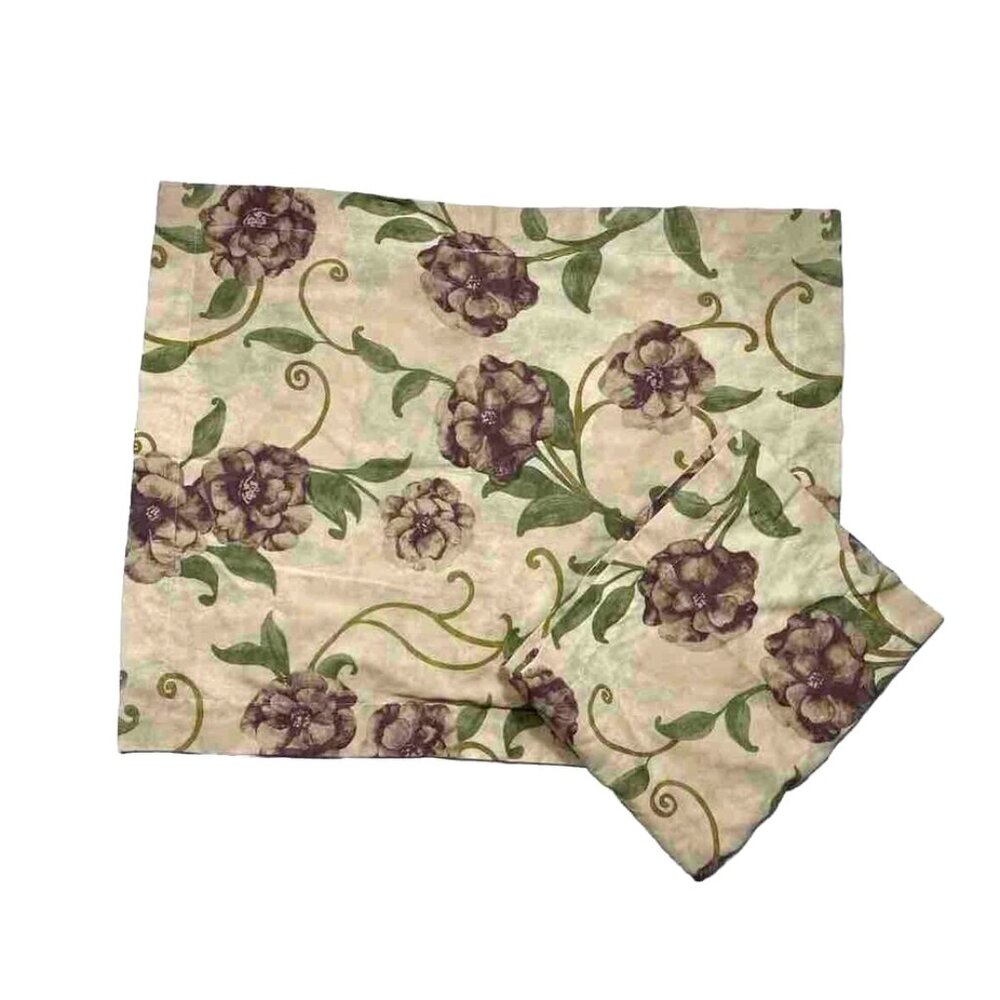 Vintage Springs Pillowcases Shams Beige Purple Green Floral Lightweight 1990s
